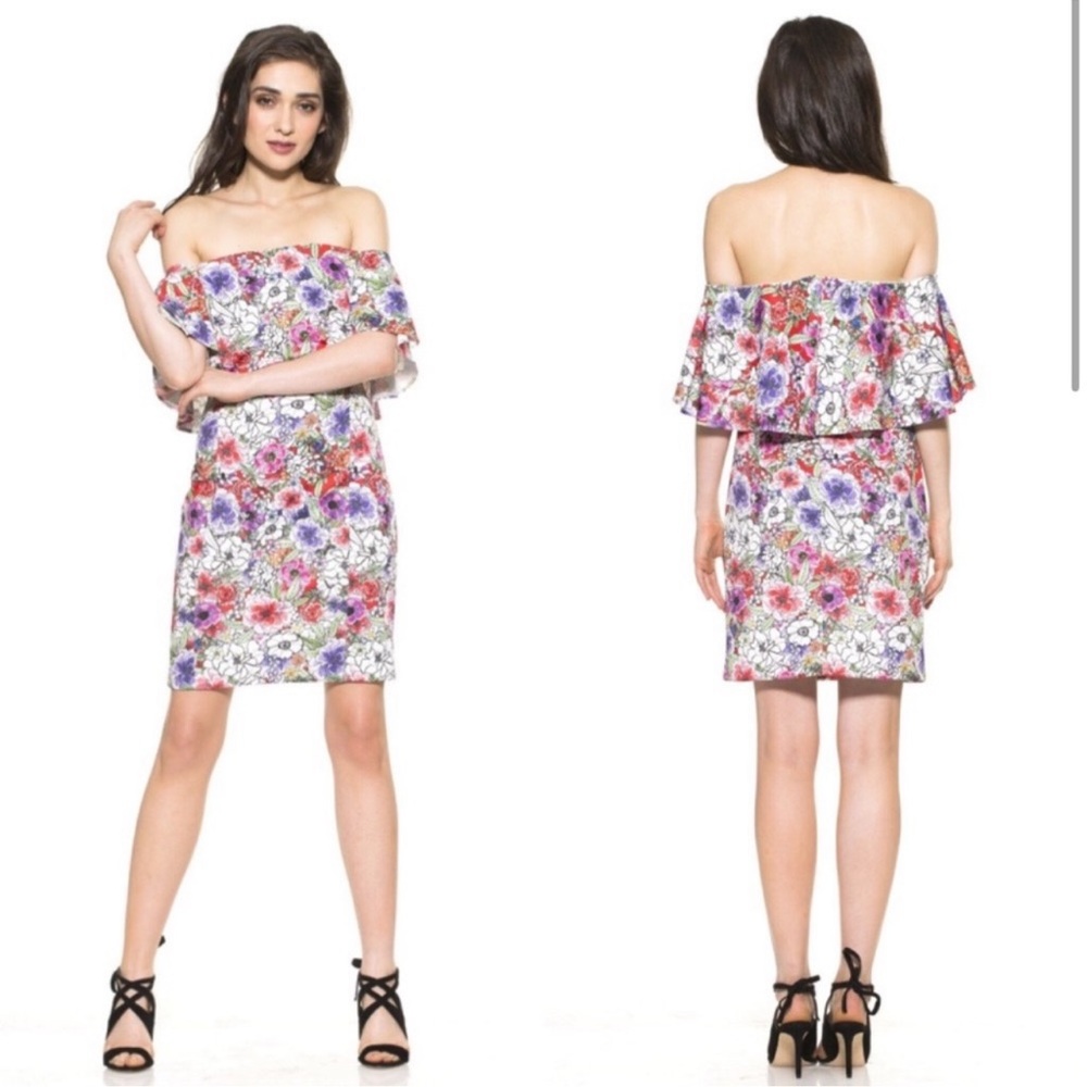 Alexia Admor Floral Off Shoulder Mini Girl Preppy Dress - Picture 2 of 8